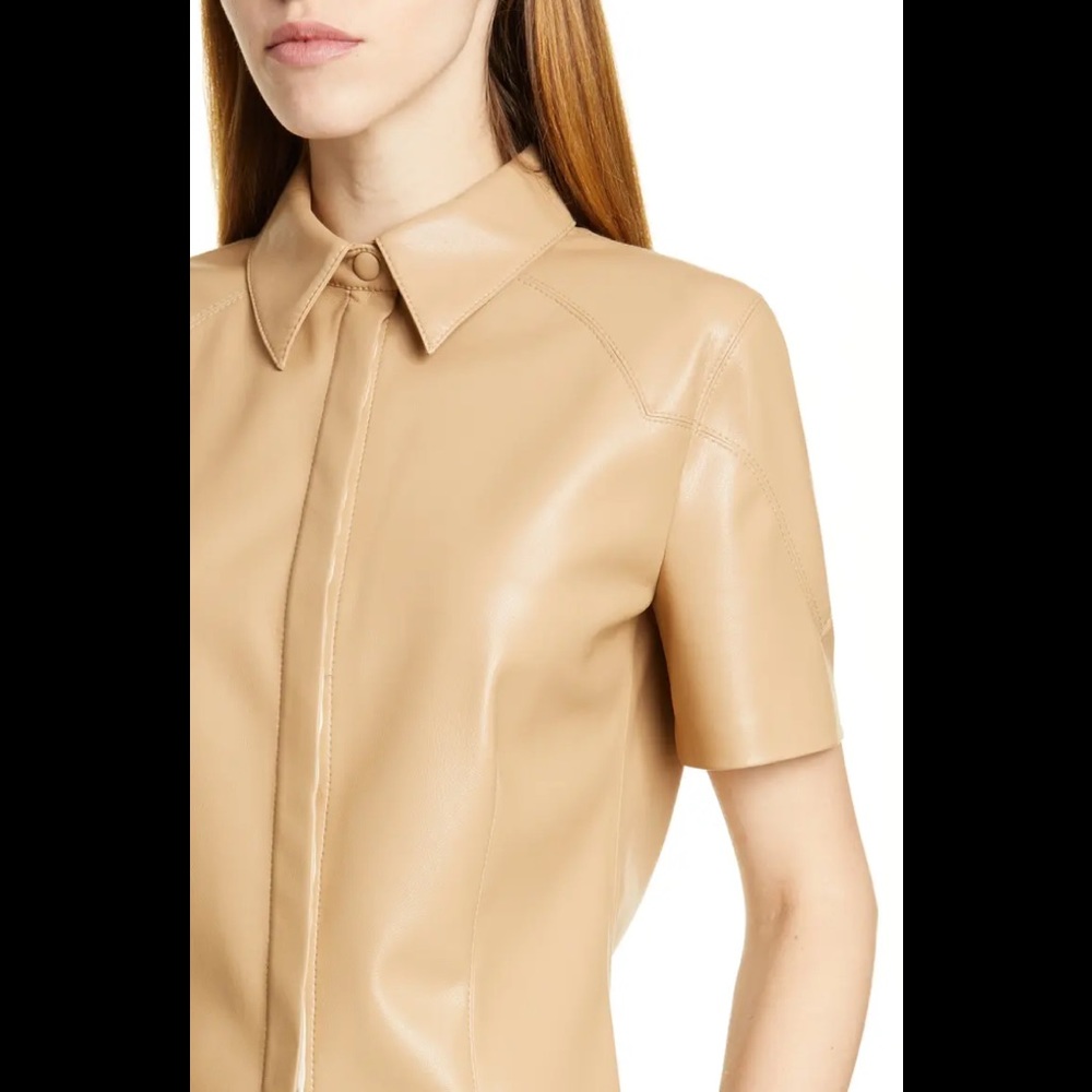 Nanushka Clare Faux Leather Shirt Size S